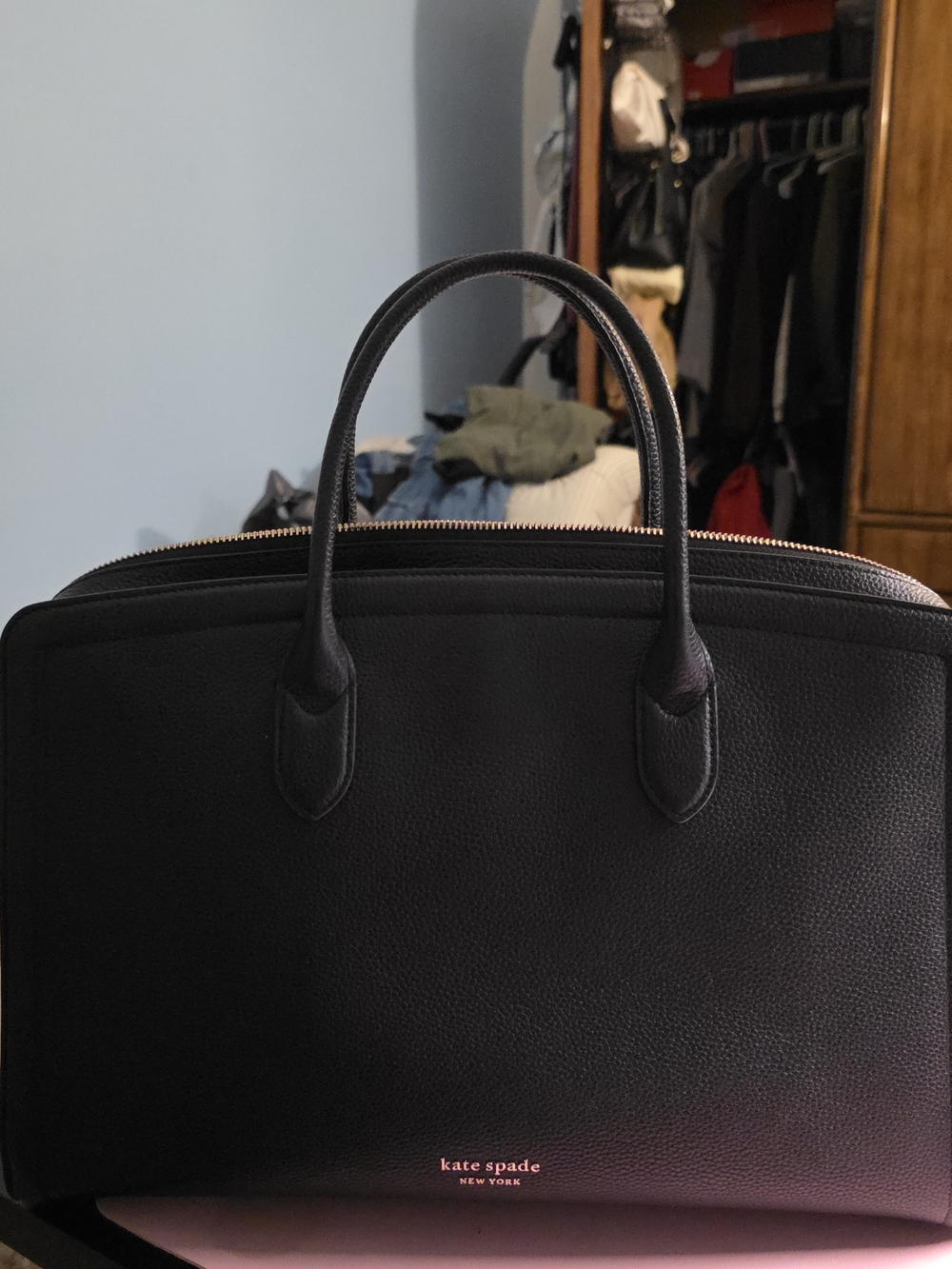 kate spade Black Leather Brief Tote